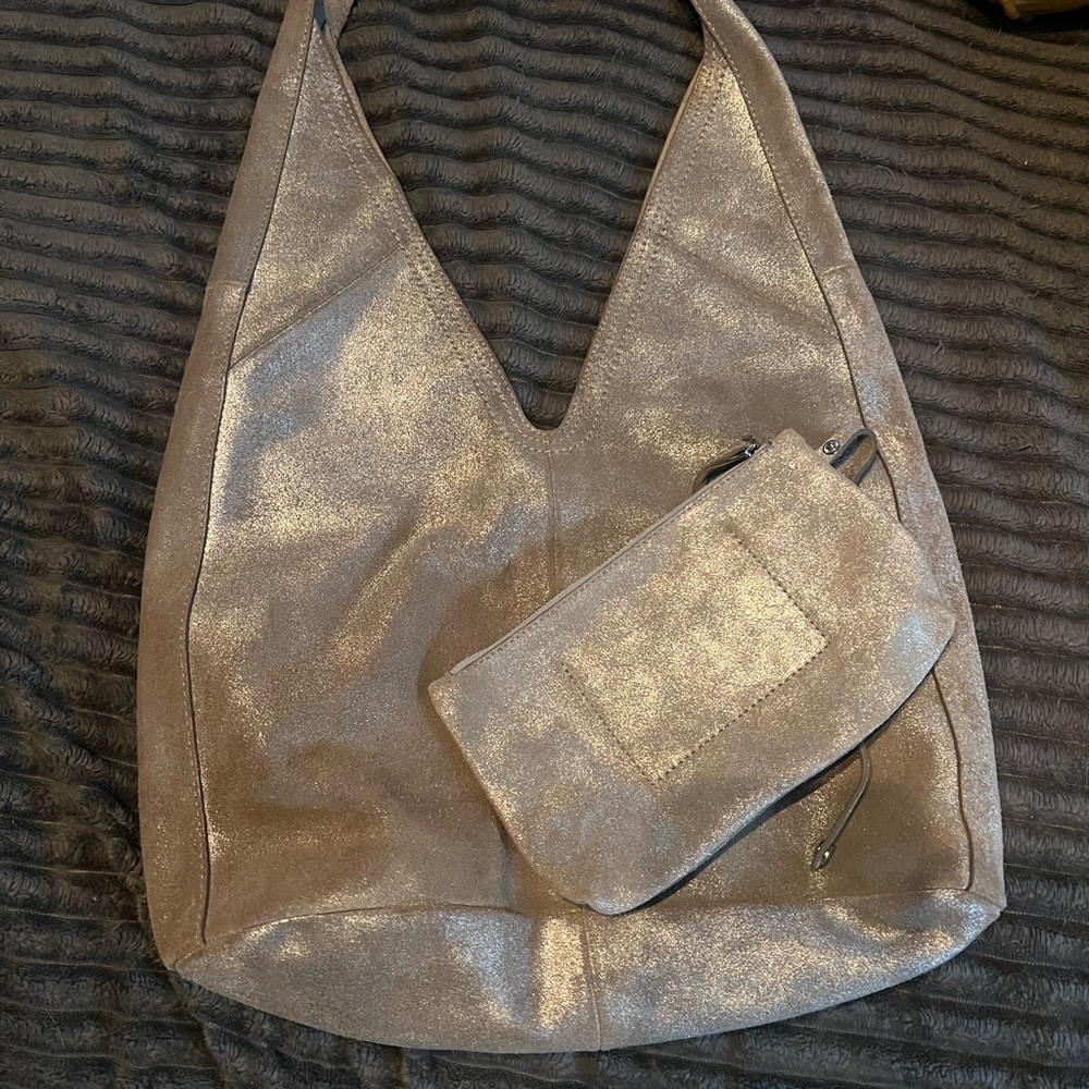 Vince Camuto Metallic Hobo Bag with Pouch
